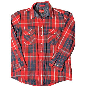 Men's Vintage Red Plaid Shirt Flannel Button Down Size Large Coleman Fall Winter